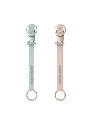 Matchstick Monkey Double Soother Clip - Mint Green and Dusty Pink